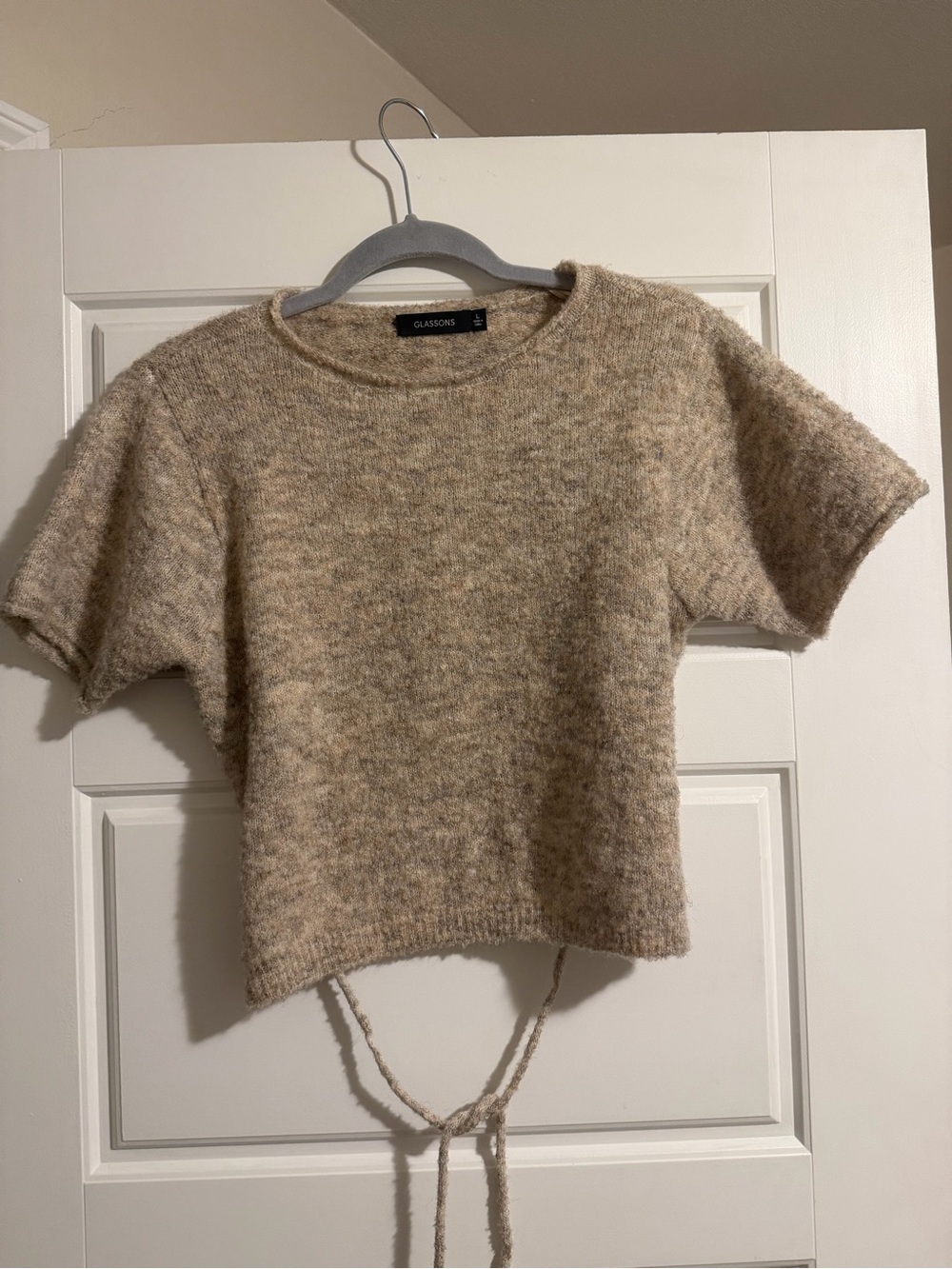 Glassons Beige Cropped Knit Top with open back